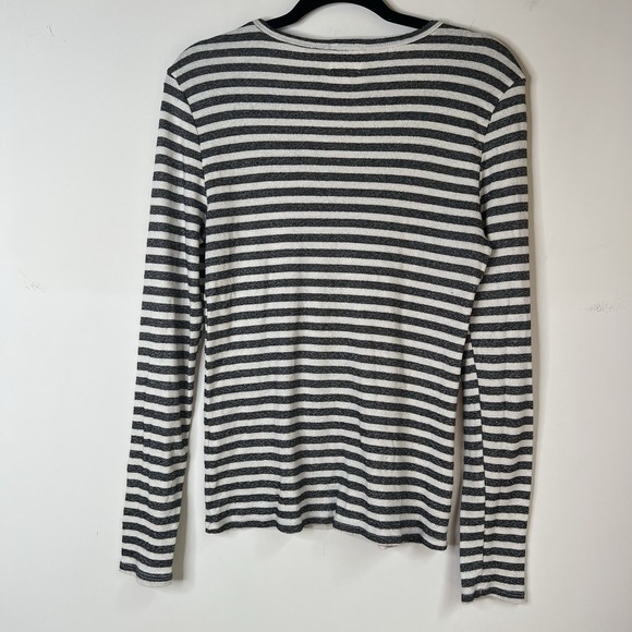 Anthropologie Michael Stars Black/White Shimmer Stripe‎ Shirt Women's Size M/L - Picture 2 of 6